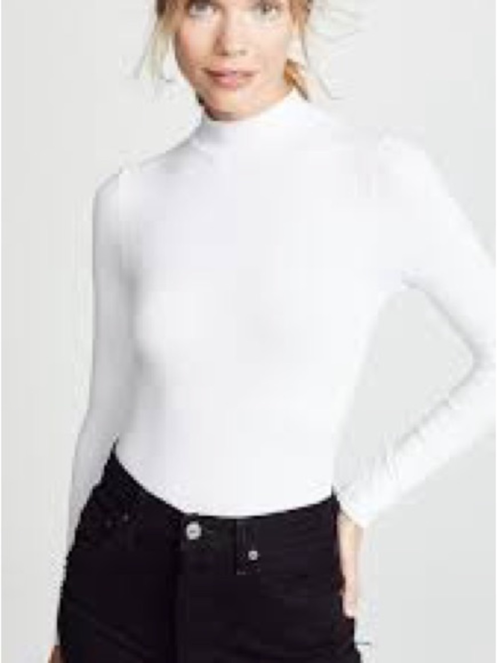 Who What Wear White Mock Neck Long Sleeve Bodysuit